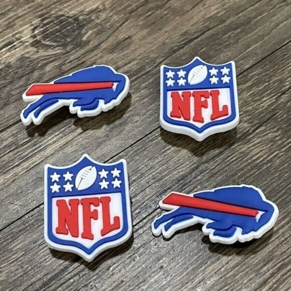 BUFFALO BILLS NFL SET OF 4 SHOE CHARMS FOR CROCS - Picture 1 of 2